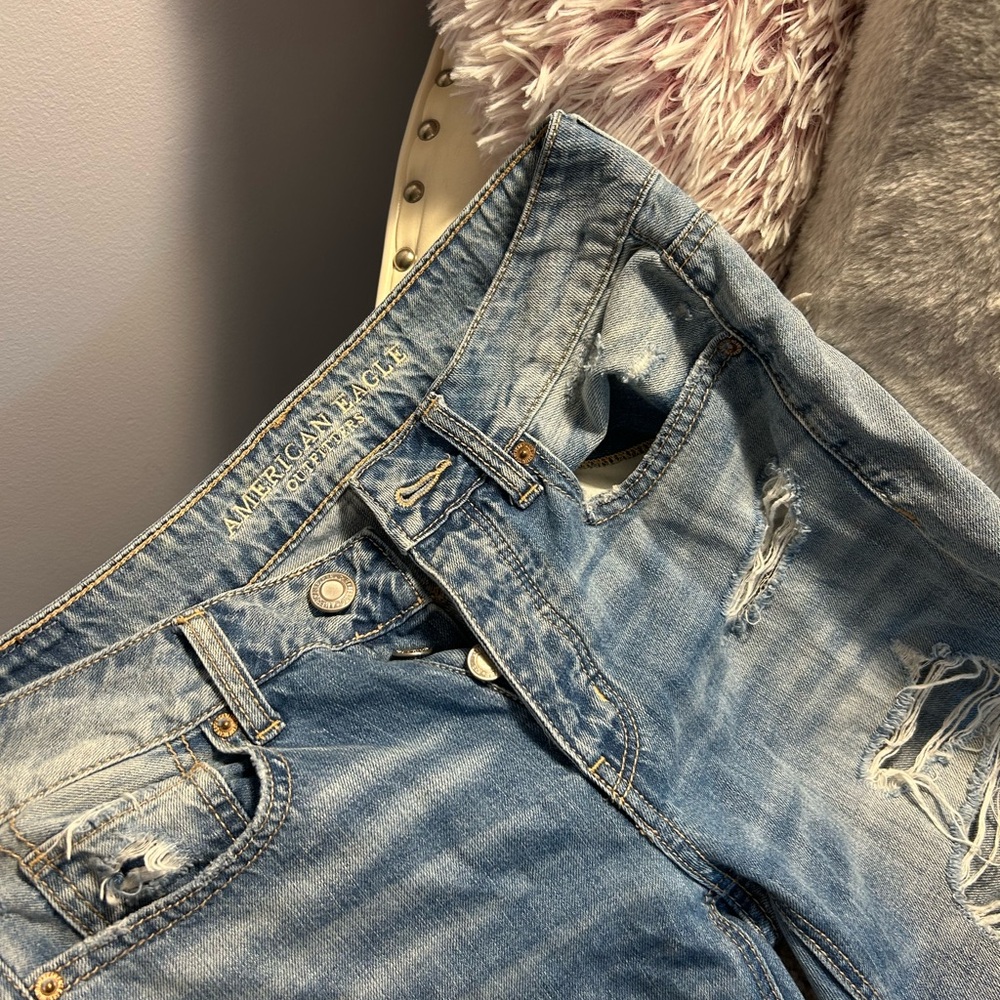 American Eagle Outfitters Blue Boyfriend Jeans with Natural Fading